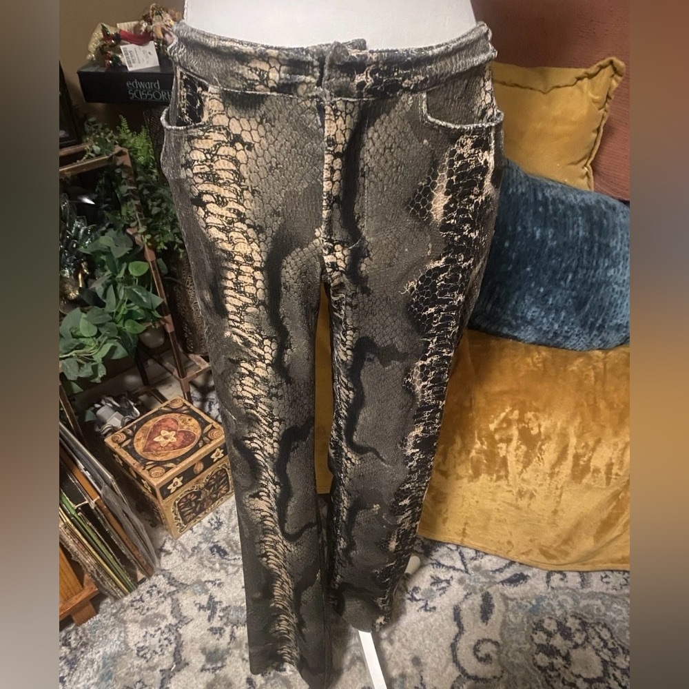 Vintage Y2K Betsey Johnson black label velvet snakeskin pants size Petite